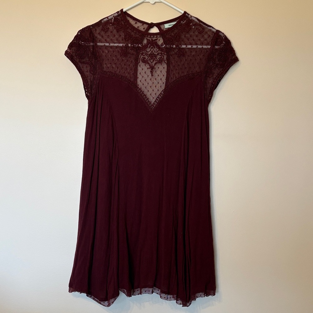 Kimchi Blue Burgundy Lace Mini Dress